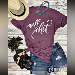 Texas True Threads “Well Sh*t” Purple Short Sleeves Womens Shirt Size Large